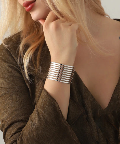 Gümüş Kaplama Modern Cuff Bileklik