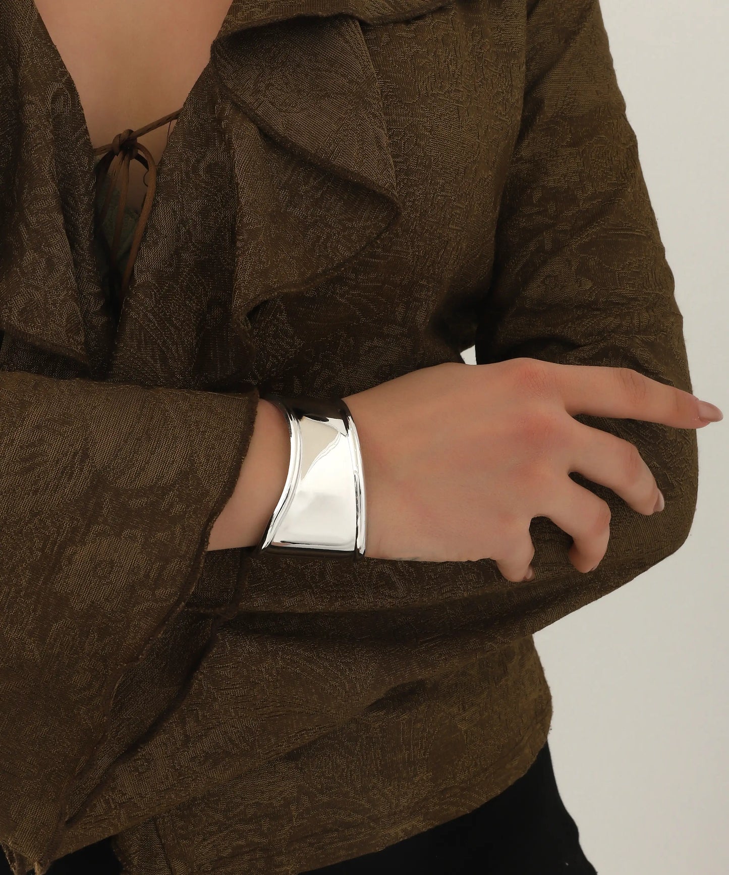 Gümüş Kaplama Modern Cuff Bileklik