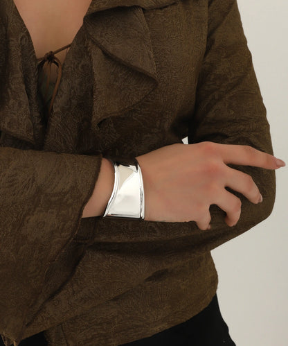 Gümüş Kaplama Modern Cuff Bileklik