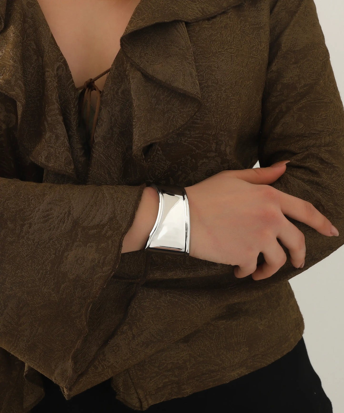 Gümüş Kaplama Modern Cuff Bileklik