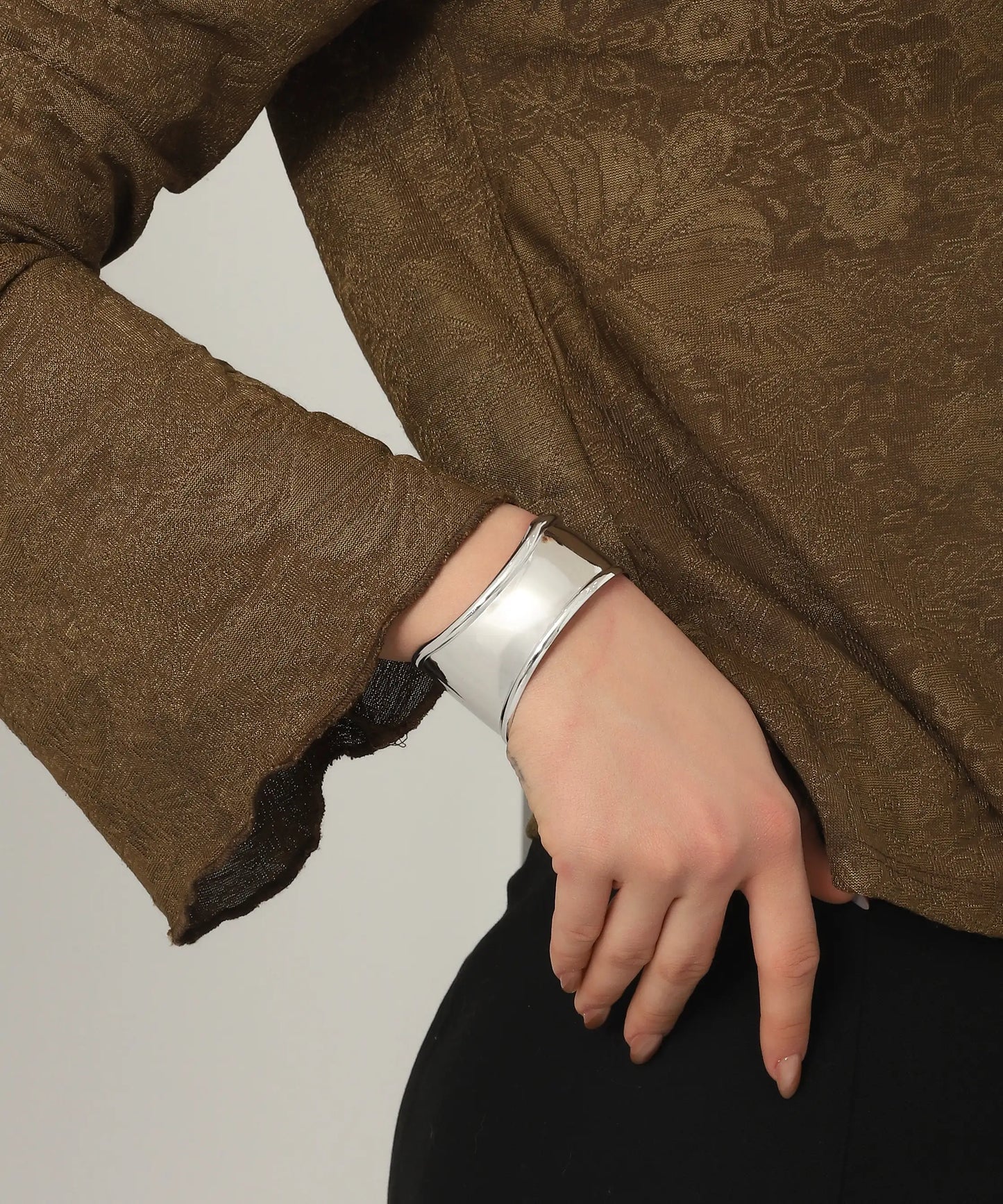 Gümüş Kaplama Modern Cuff Bileklik