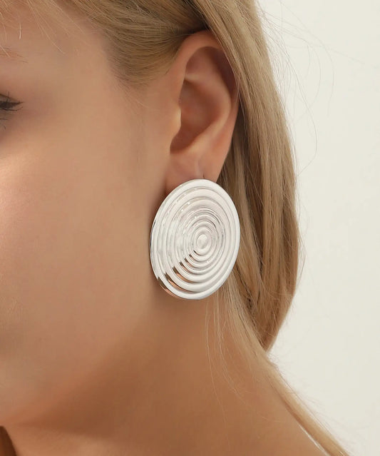 Modern Spiral Tasarım Gümüş Kaplama Küpe