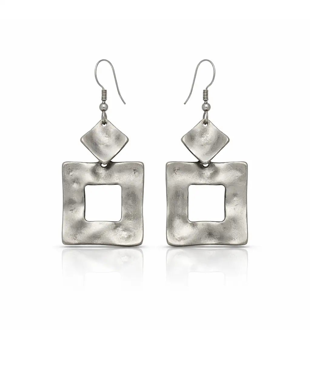 Geometrik Gümüş Kaplama Küpe