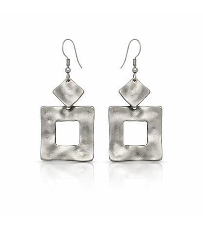 Geometrik Gümüş Kaplama Küpe