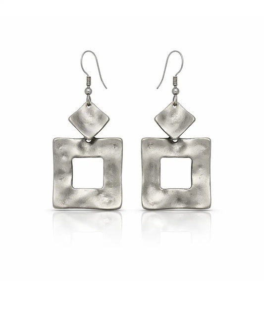 Geometrik Gümüş Kaplama Küpe