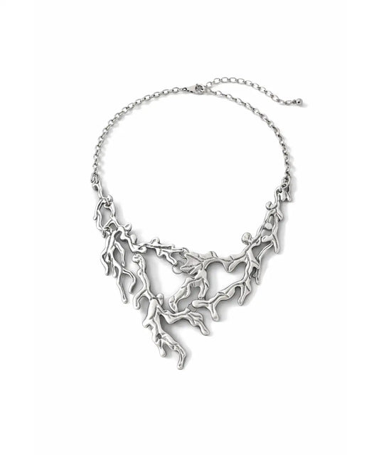 Avangart Tasarım Gümüş Kaplama Kolye