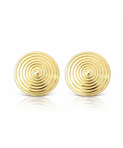 Spiral Dokulu Yuvarlak Altın Kaplama Küpe