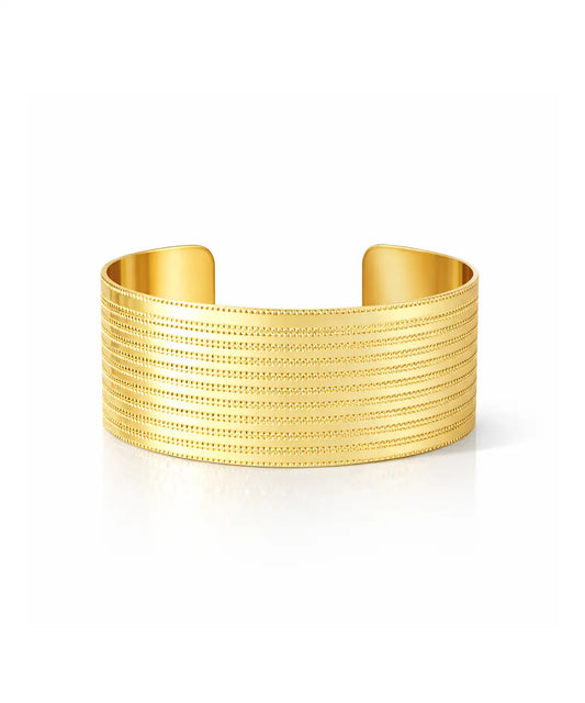 Altın Kaplama Kalın Motifli Cuff Bileklik